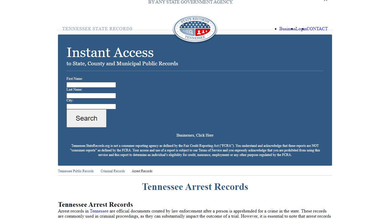 Tennessee Arrest Records | StateRecords.org